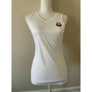 Solfire Women White Tunic Tank Top Round Neck Sleeveless Size S